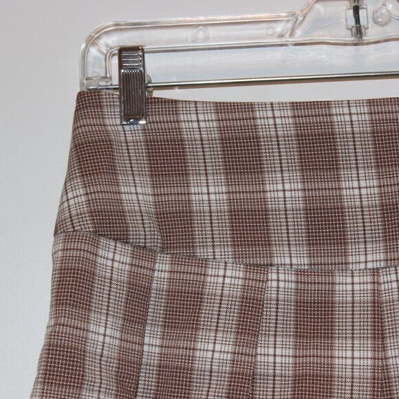 BP. Brown & White Plaid Flared Mini Skirts Women's Size XS - Picture 3 of 8